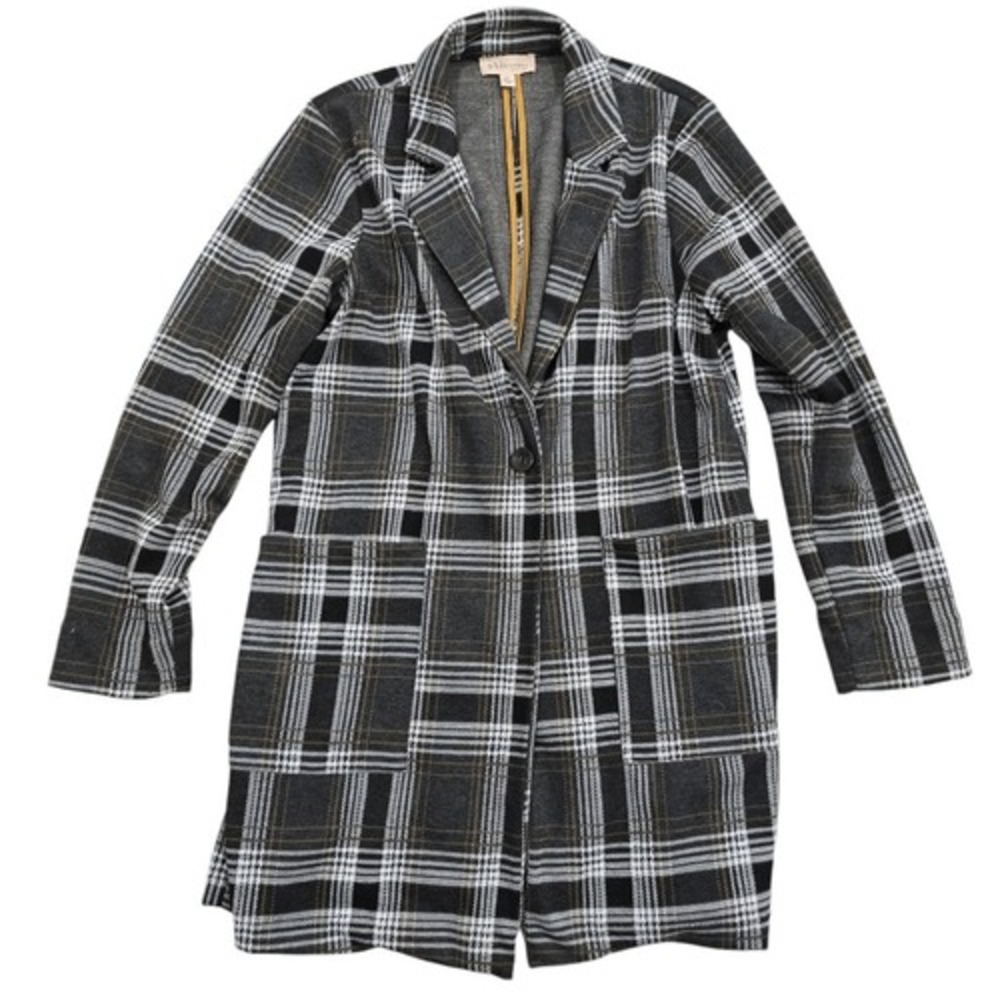 Philosophy Long Blazer Jacket Women's Large Gray Notch‎ Single Breasted Stretch